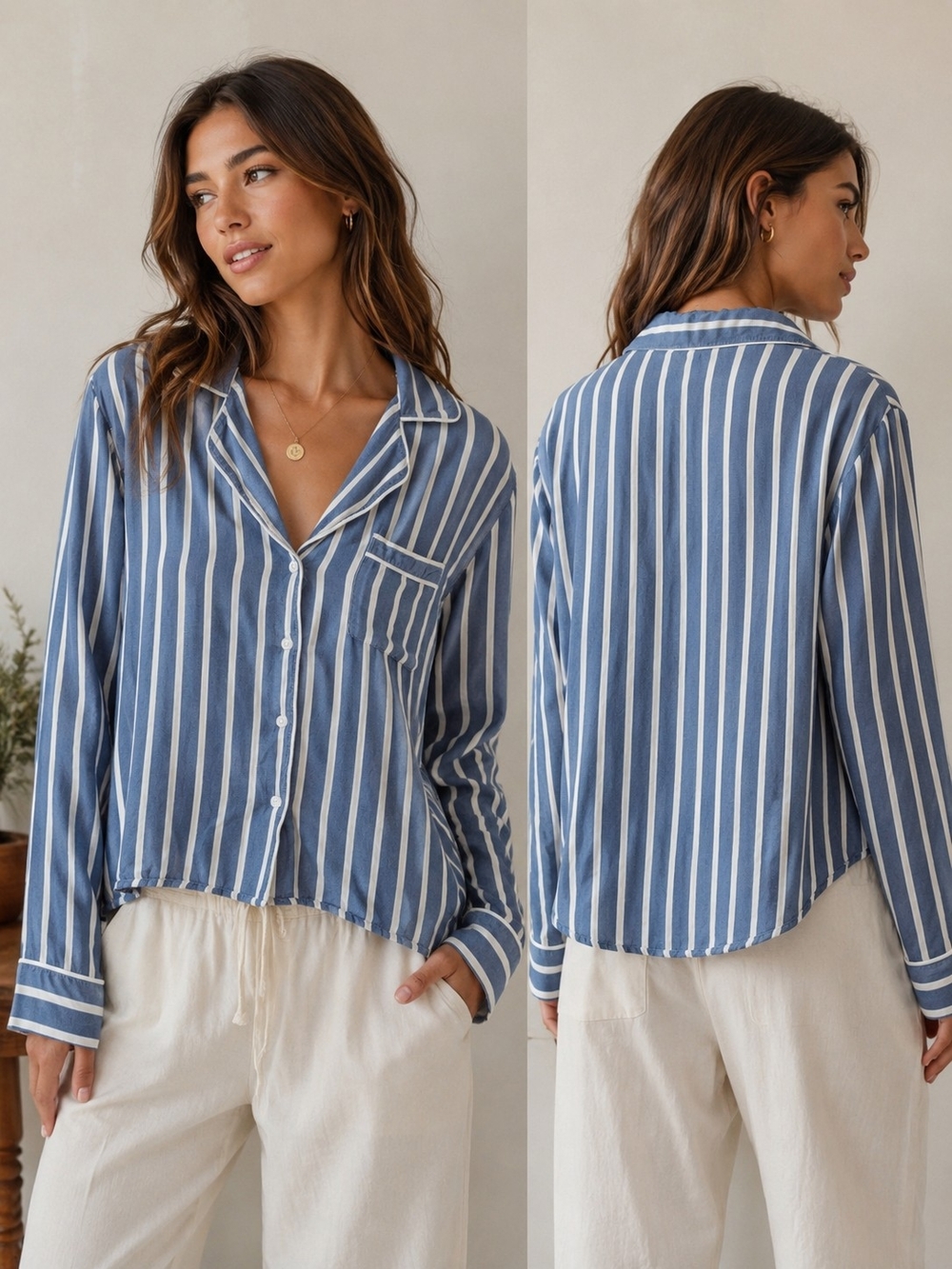 Rails Blue and White Stripe Button-Down Shirt